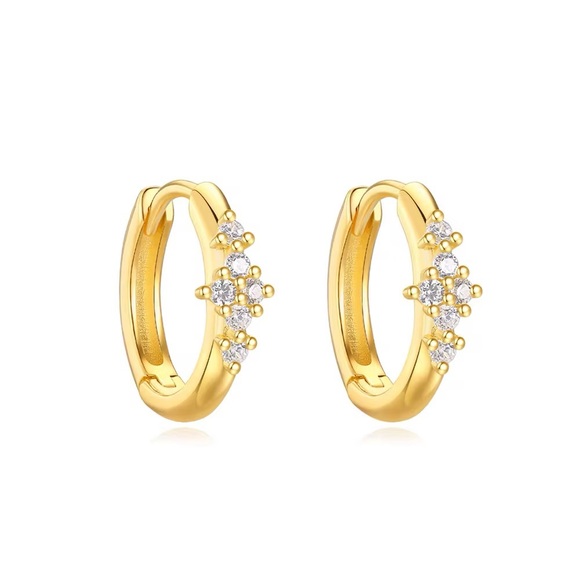 NWOT 18k Gold Plated CZ Huggies - Picture 2 of 2